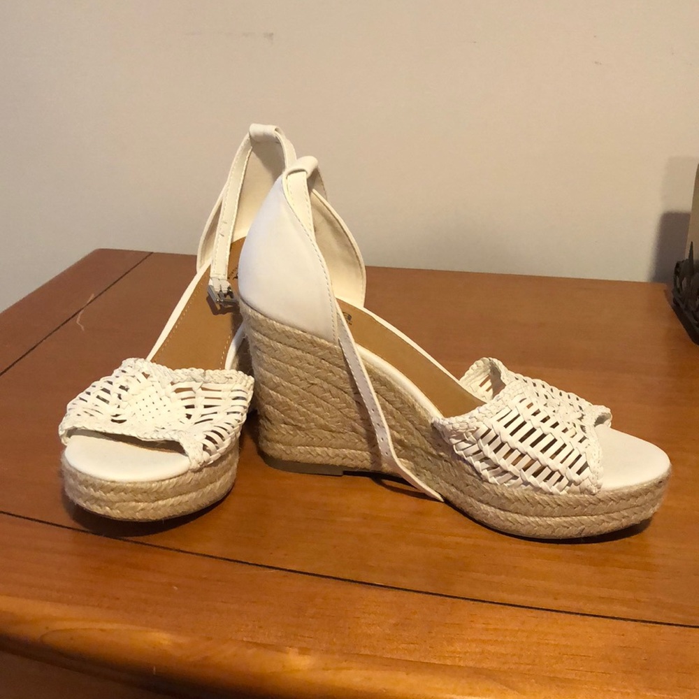 White wedge sandals